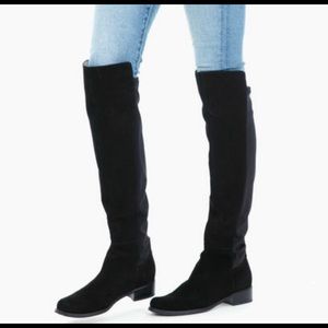 NWT Blondo Black Suede & Fabric Waterproof Over the Knee Boots